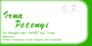 irma petenyi business card